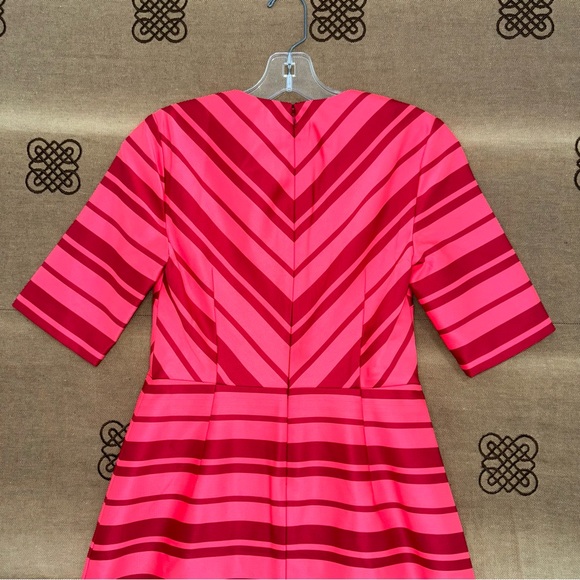 Banana Republic Striped Red/Pink Cocktail V Neck Dress Size 0 - Picture 12 of 15